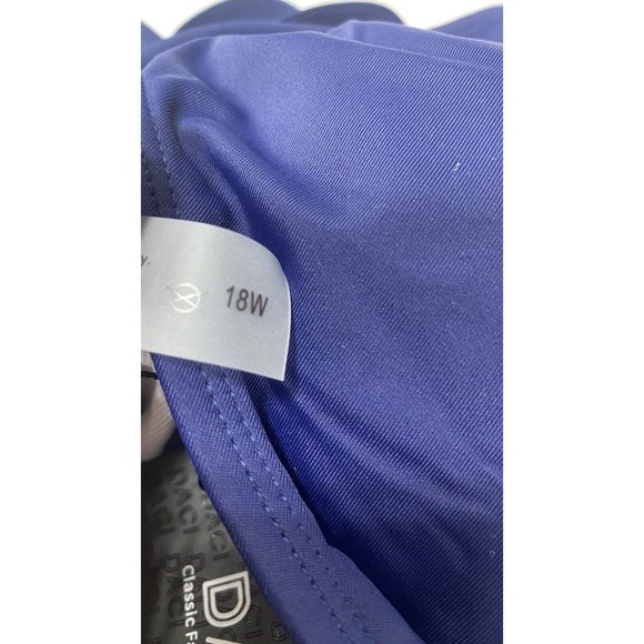 Women's Plus Size One Piece Bathing Suit Blue 18W with Front Tie Accent - Picture 3 of 11